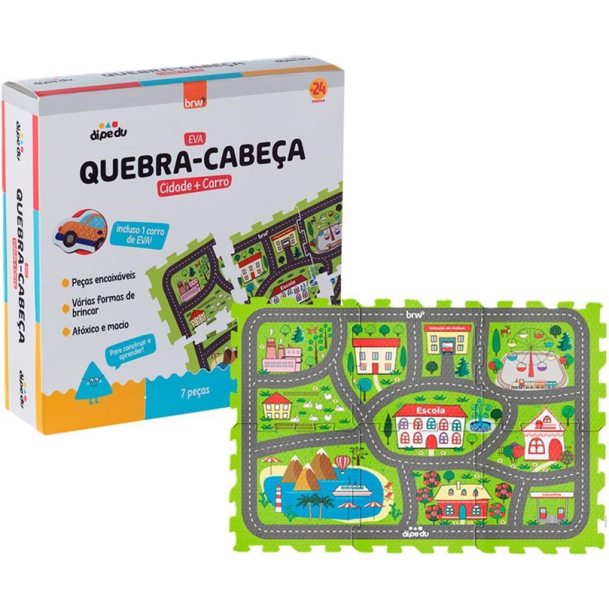 Brinquedo Pedagogico Eva Dipedu Quebra-cabeca Cidade 7p