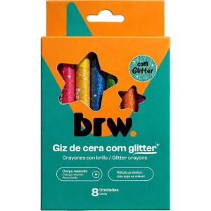 Giz De Cera Fino Com Glitter 8 Cores