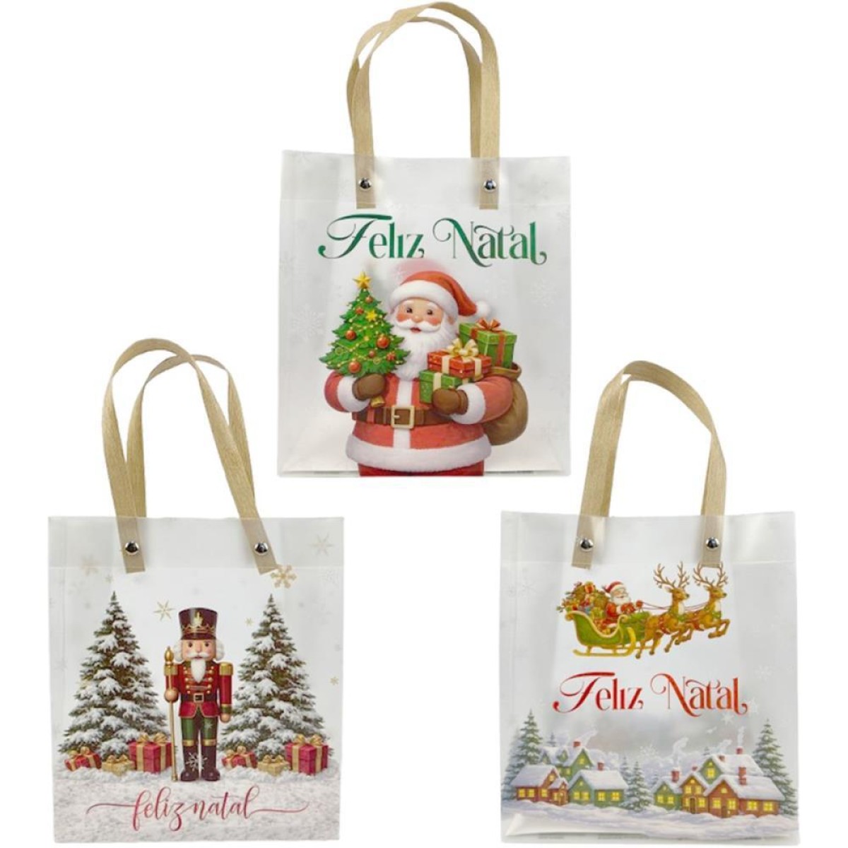 Sacola Para Presente Natal Natal Pvc/transp 20x10x25cm (s)