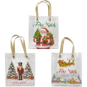 Sacola Para Presente Natal Natal Pvc/transp 20x10x25cm (s)