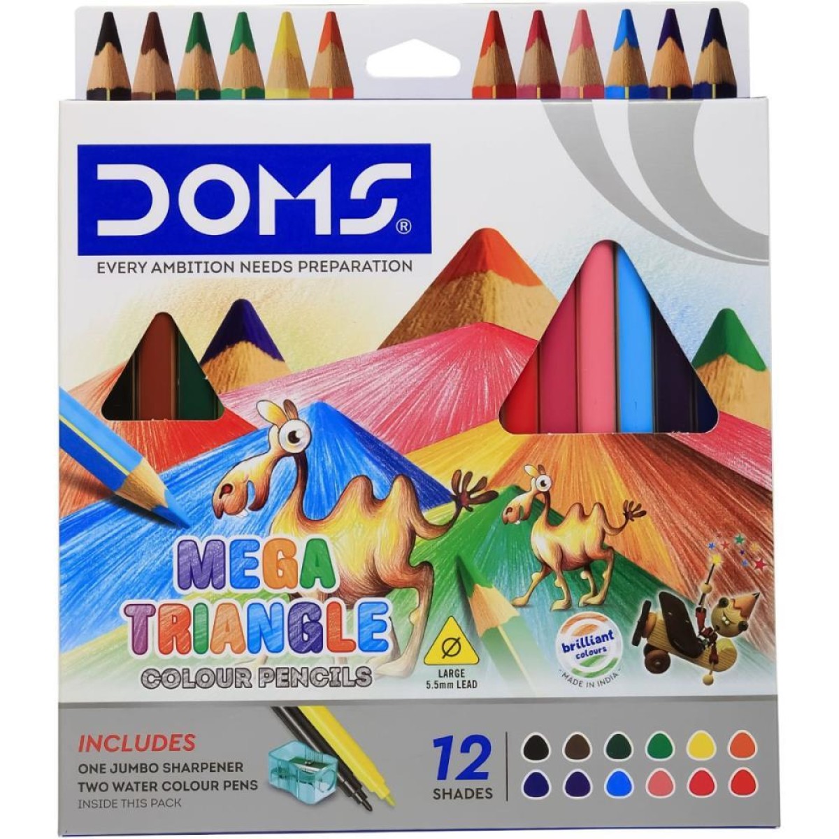 Lapis De Cor Jumbo Doms Mega Triangle 14pecas