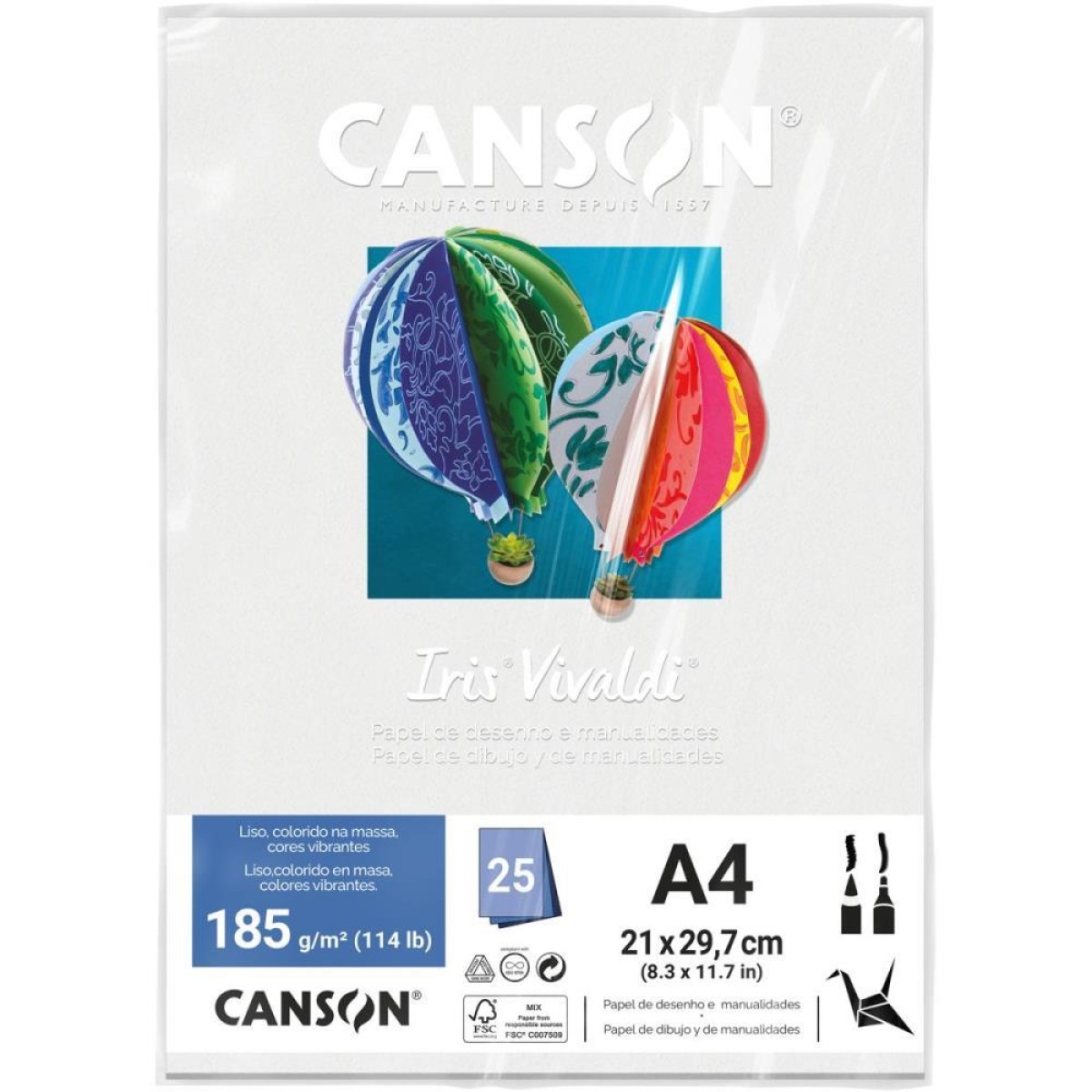 Papel A4 Color Iris Vivaldi Branco 185g