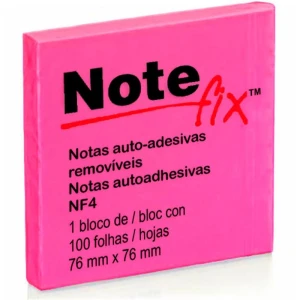 Bloco De Recado Autoadesivo Notefix 100f. 76x76mm Rosa Fuc