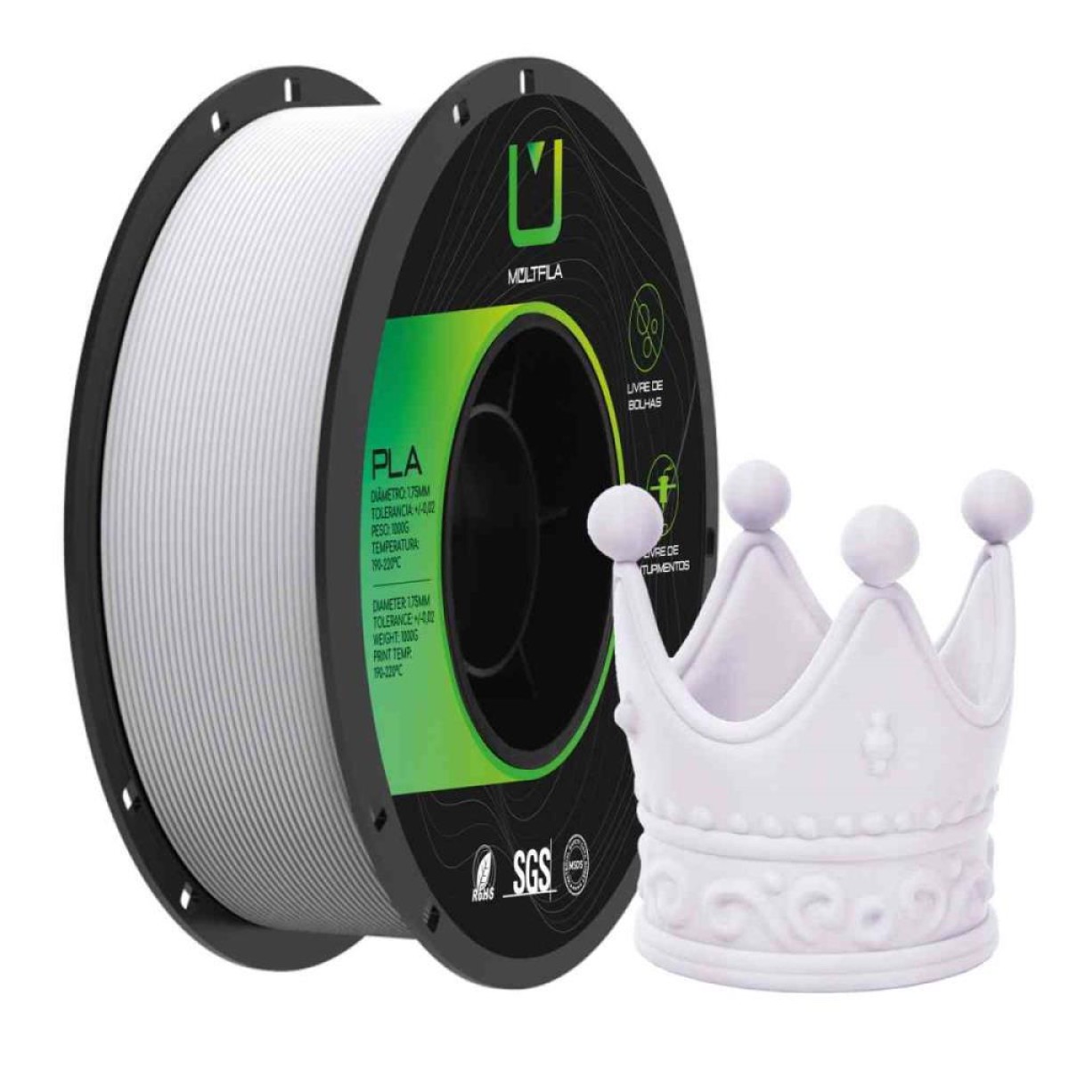 Filamento 3d Pla Matte Branco Pla 1 Kilo