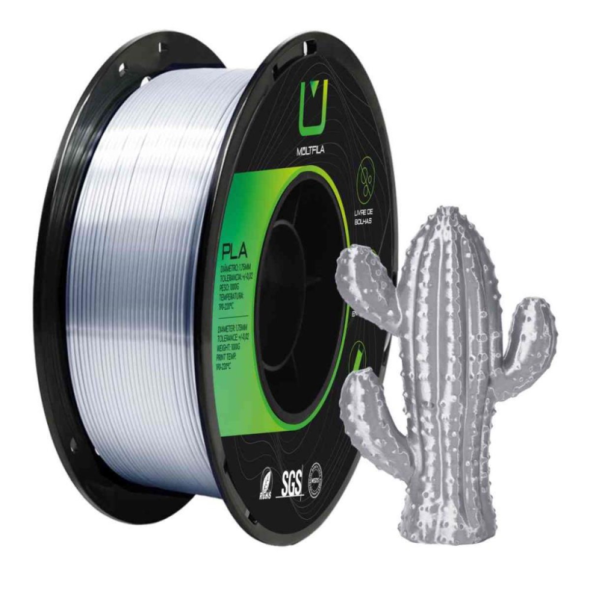Filamento 3d Pla Silk Prata 1 Kilo