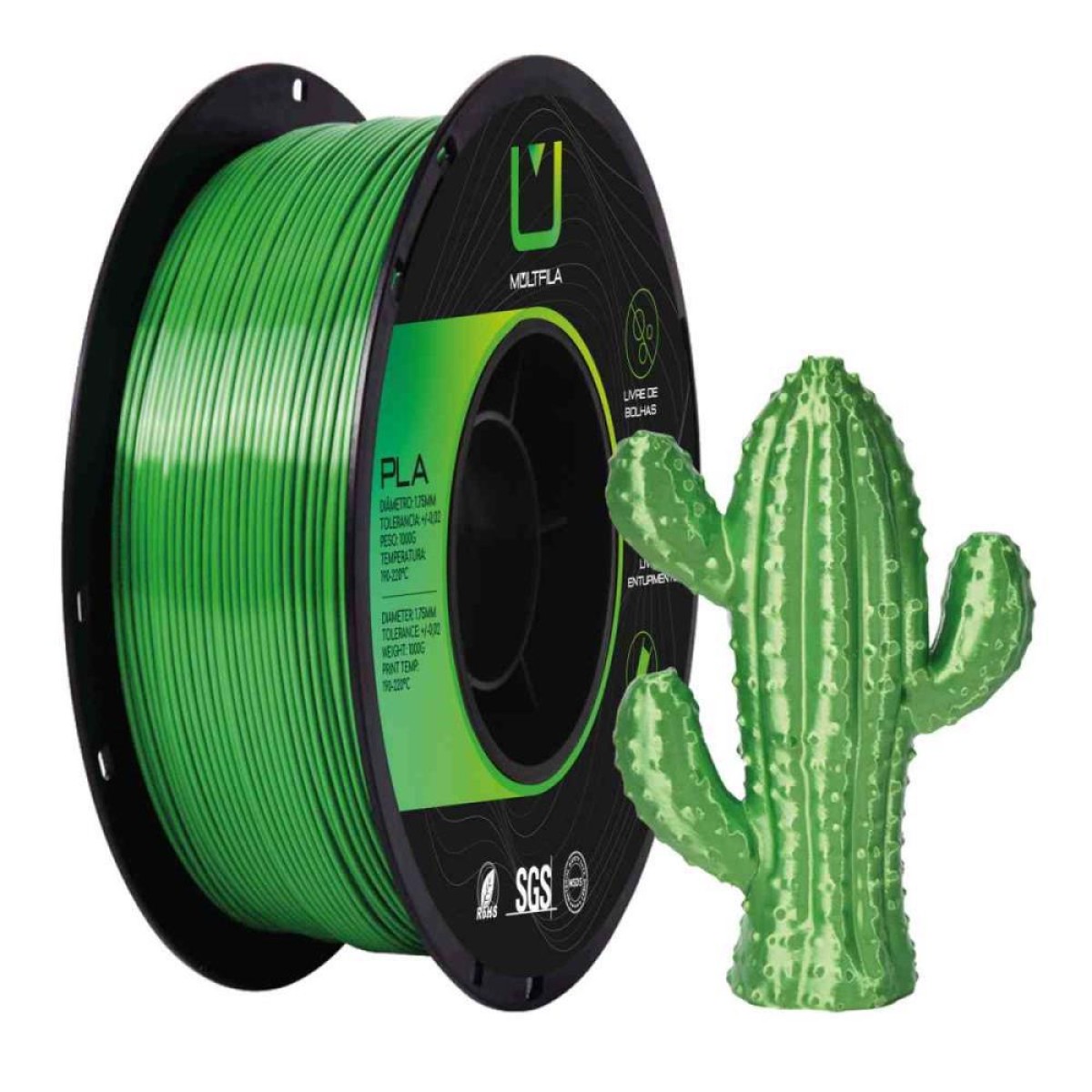 Filamento 3d Pla Silk Verde