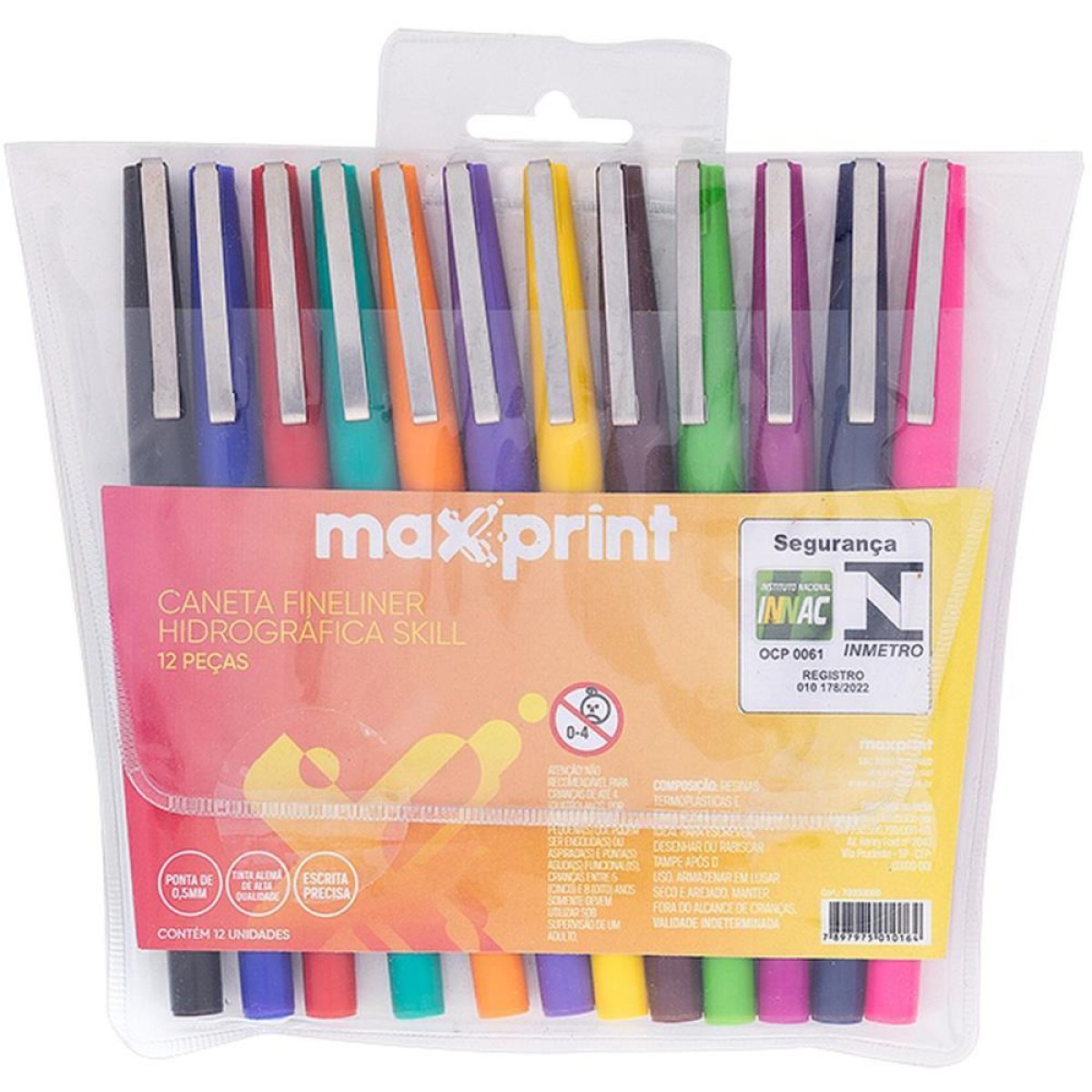 Caneta Hidrografica Fineliner Skill 12 Cores