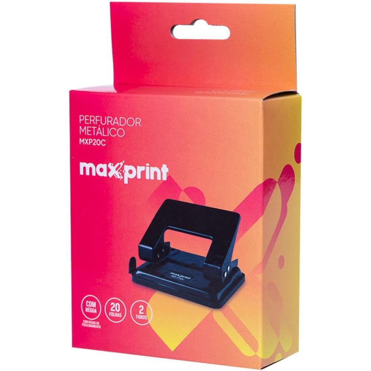 Perfurador De Papel Mx-p20c 2furos P/20fls Preto