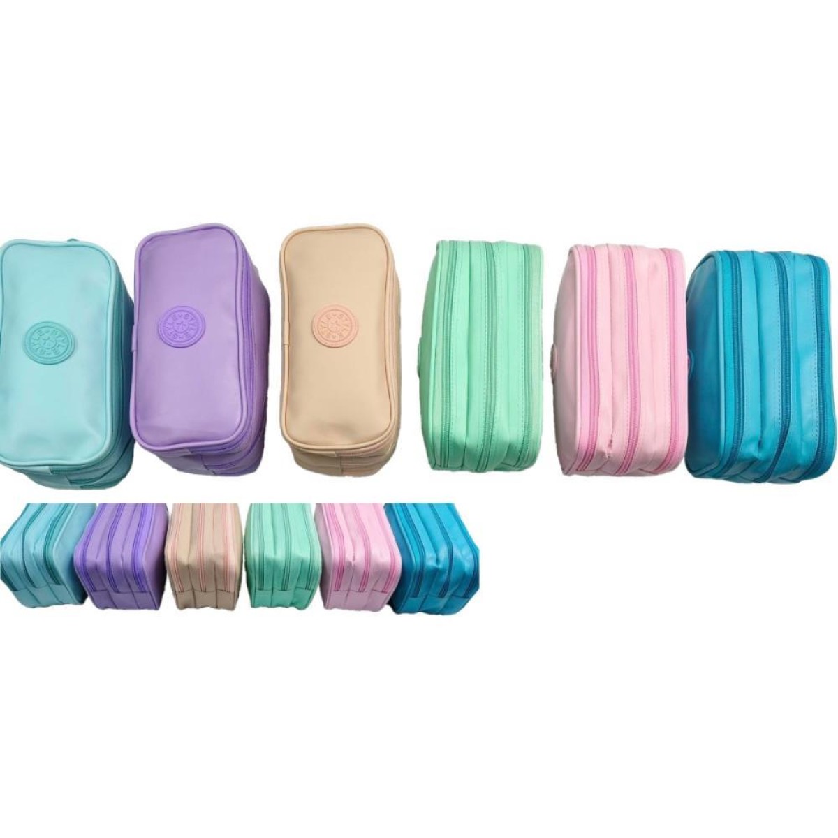 Estojo Duplo Lilas Pvc C/bolso Lateral