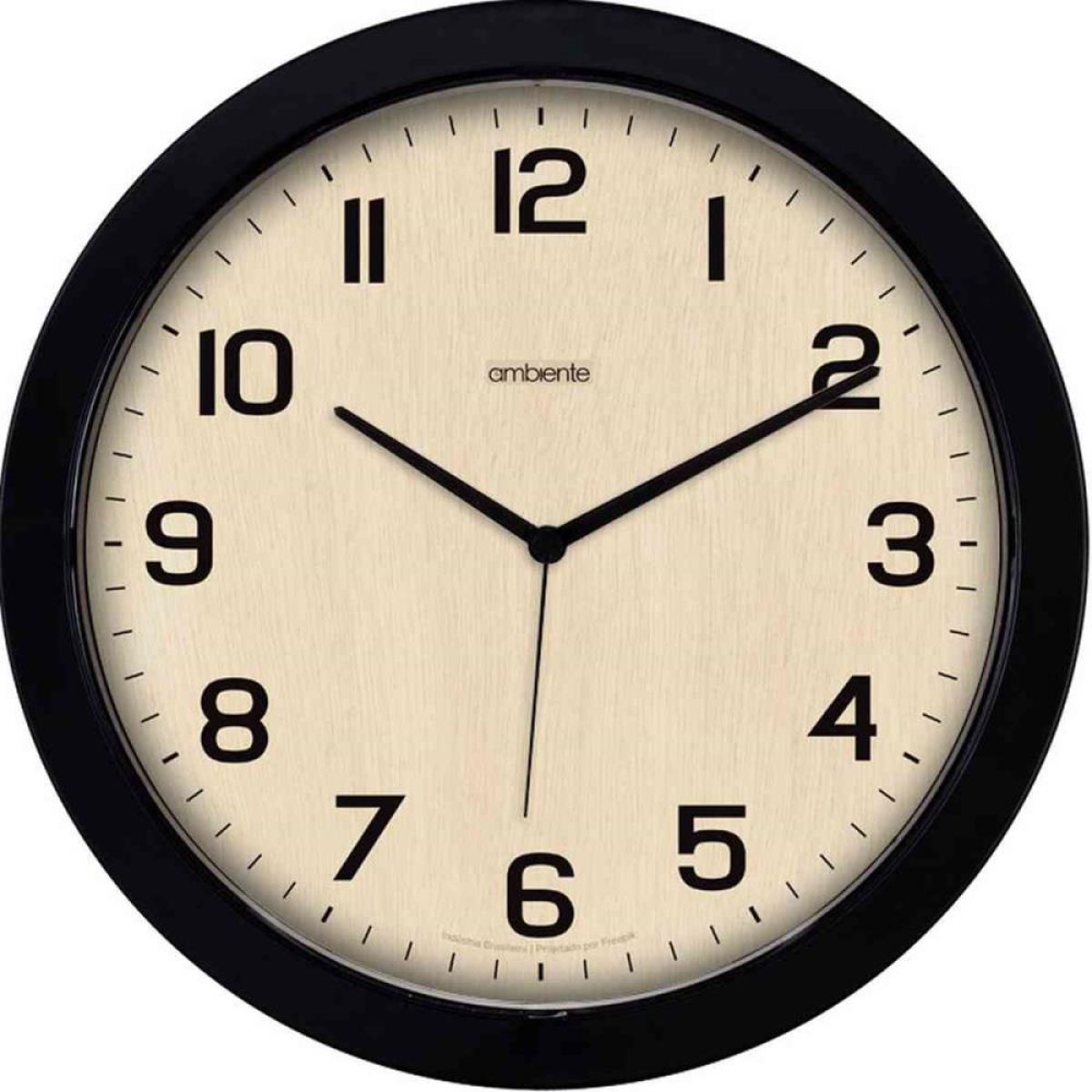 Relogio De Parede Redondo Fundo Bege 27,7cm