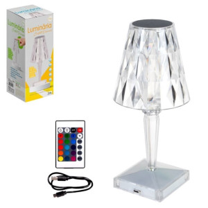Luminária De Mesa Cristal Diamond 25 X 8,5 Cm