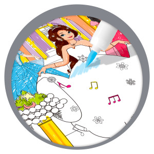 Tapete Para Pintura Meninas 50x50cm Com 12 Canetinhas-839364-88841