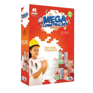 Kit Mega Construções Com Bloquinhos De Madeira 45 Peças