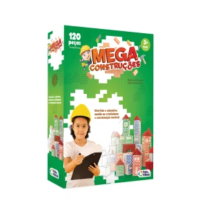 Jogo Mega Construções Com Bloquinhos De Madeira 120 Peças 32 Cm - Caixa Litografada